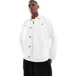 New Look Men's Twill Button Up Jacket - Off White