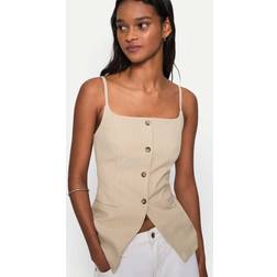 Bershka Square Neck Waistcoat - Beige
