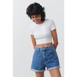 Gina Tricot High Waist Denim Shorts - Blå