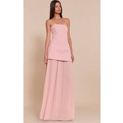 PrettyLittleThing Blush Chiffon Pleated Skirt Panel Bandeau Maxi Dress - Pink