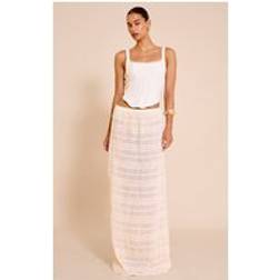 PrettyLittleThing Cream Textured Chiffon Maxi Skirt - White