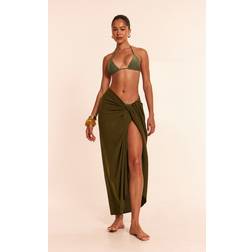 PrettyLittleThing Khaki Linen Look Rectangle Sarong - Green