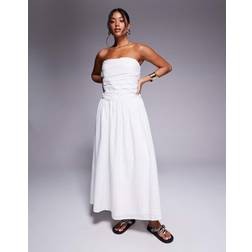 River Island Dropped Bodice Bandeau Midi Dress - White