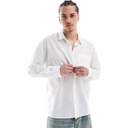 New Look Men's Long Sleeved Oversized Shirt - White