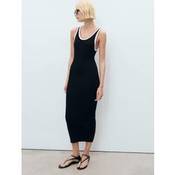 Mango Strickkleid Mit Kontrastdetails Damen - Schwarz