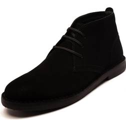 Off The Hook Sahara Suede Leather Casual Lace-Up Chukka Boots - Black
