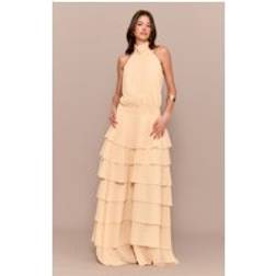 PrettyLittleThing Butter Yellow Chiffon Tiered Maxi Dress