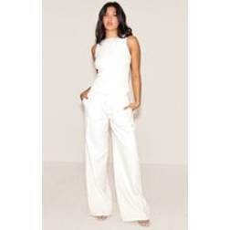 PrettyLittleThing Tailored Woven Wide Leg Trousers - White