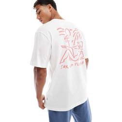 Only & Sons Oversized Fit T-Shirt With Sur La Plage Back Print White
