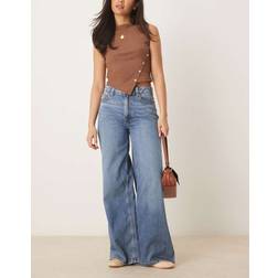 ASOS DESIGN Jeans Med Brede Ben - Blå