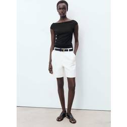 Mango Sculpt Backless Tee With Cap Sleeve - Black