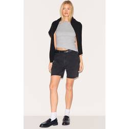 PrettyLittleThing Washed Longline Fitted Denim Shorts - Black