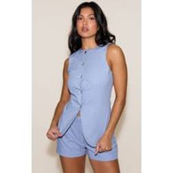 PrettyLittleThing Textured Tailored Shorts - Blue