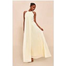 PrettyLittleThing Lemon Chiffon Extreme Pleated Maxi Dress