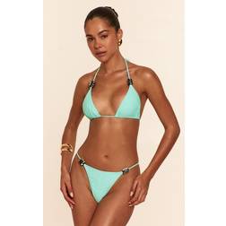 PrettyLittleThing Bead Trim Triangle Bikini Top - Blue