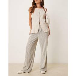 JDY Textured Pinstripe Trousers - Black/White