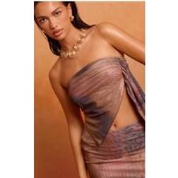 PrettyLittleThing Multi Blurred Print Mesh Bandeau Beach Top - Multi