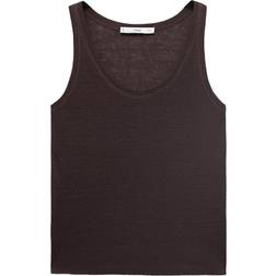 Mango Linen Vest Top - Brown