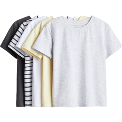 H&M 5-Pack Cotton Jersey Tops - Yellow