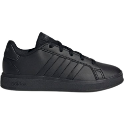 adidas Kid's Grand Court Lace Up Shoes - Core Black/Core Black/Grey Six