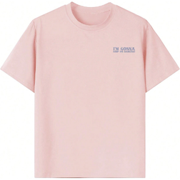 Shein Casual Printed Round Neck Pullover Short Sleeved T-Shirt - Summer