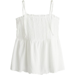H&M Smocked Top with Narrow Straps - White