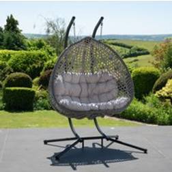 Artemis Home Alston Double Garden Hanging Egg Chair One Size Light Grey