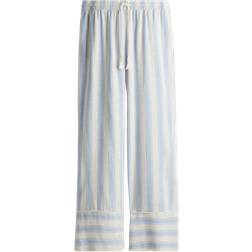 H&M Straight Drawstring Trousers - Light Blue/Striped