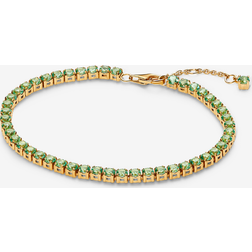 Pandora Gold Sparkling Green Tennis Bracelet - 20cm