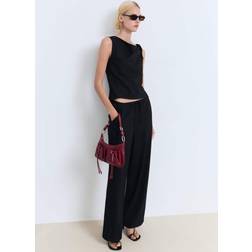Mango Asymmetrical Draped Top With Straps - Black