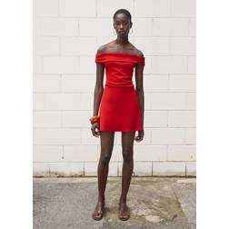 Mango Short Strapless Dress - Red