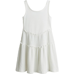 H&M Vestido En Punto Con Textura - Blanco