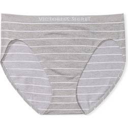 Victoria's Secret Seamless High-Leg Brief Panty - Heather Grey Stripes