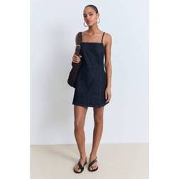 Mango Denim Jumpsuit Short - Open Blue
