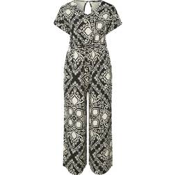 Yours Paisley Print Wide Leg Jumpsuit - Black/White