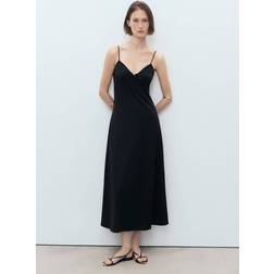 Mango Long Dress With Bow Neckline Dam Maxiklänningar - Black
