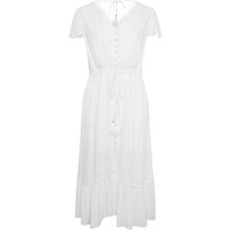 Yours Dobby Tie Front Maxi Dress - White