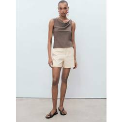 Mango High-Waist Straight Shorts - Ecru