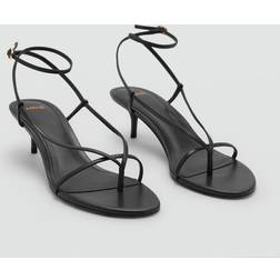 Mango Heeled Sandals With Thin Strap - Black