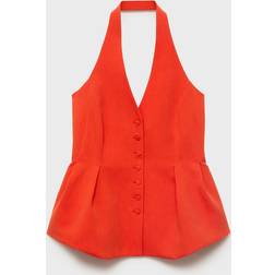 Mango Halterneck Peplum Waistcoat Kvinde Bright Red