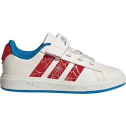 adidas Marvel Spider-Man Grand Court Shoes - Cloud White/Pure Ruby/Bright Blue