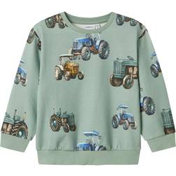 Name It NmmLudvig LS Nreg Sweatshirt - Blå/Brun/Mørkegul/Lysegrøn