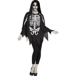 Fun World White Bones Women's Poncho Costume