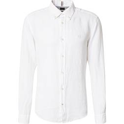 BOSS Slim Fit Linen Shirt - White
