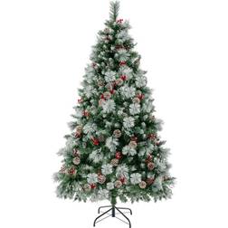 Costway 7FT Pre-Lit Artificial Hinged Xmas Tree w/ 400 LED Lights Christmas Tree
