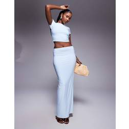 Kaiia Double Layered Slinky Column Maxi Skirt - Baby Blue