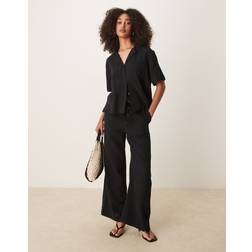 Gina Tricot Gauze Trousers Bukser Med Løbesnor - Sort