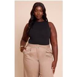 PrettyLittleThing Plus Black Soft Cotton Racer Sleeveless Bodysuit