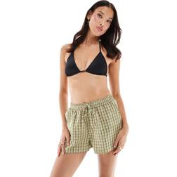 Threadbare Cotton Shorts - Green Check Print