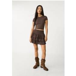 Stradivarius Ruffled Mini Skirt - Brown